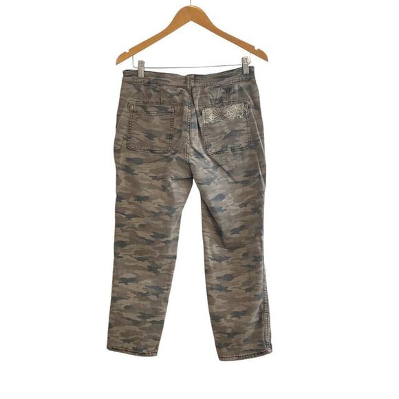 Anthropologie Women's Mavis Mid-rise Utility Pants Size 27 Camo Embroidered Boho - Picture 8 of 13